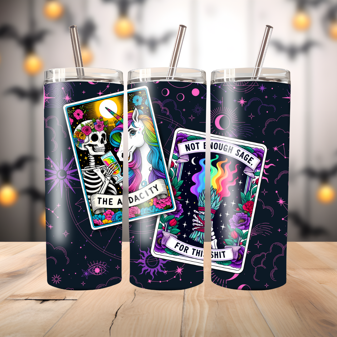 20oz Thermal Terrifyingly Relatable Tarot "Skinny" Tumblers